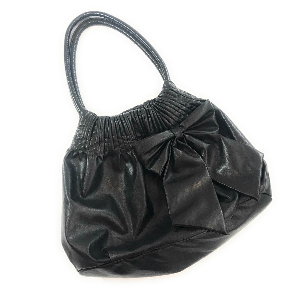 American Eagle Womens Black Bow Shoulder Bag Purse